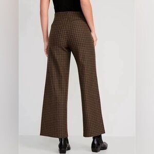 High-Waisted Pull-On Pixie Wide-Leg Pants - brown houndstooth